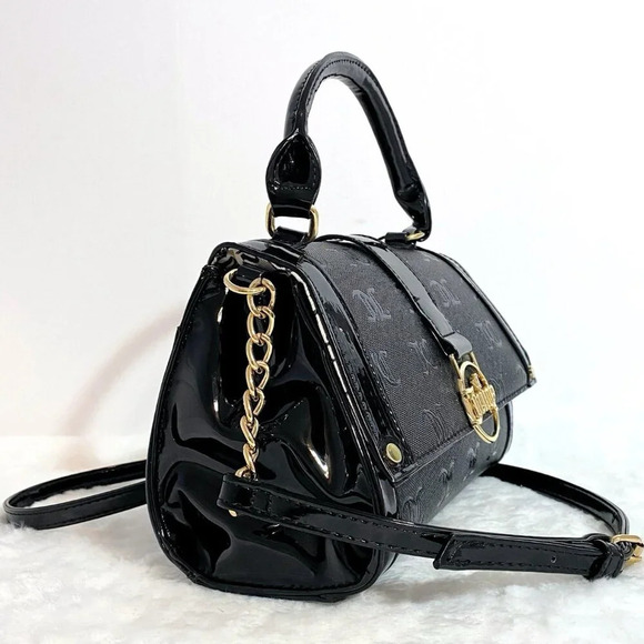 Juicy Couture Black Gothic Logo Fancy Flap Crossbody Handbag Evening Purse New - Picture 6 of 11